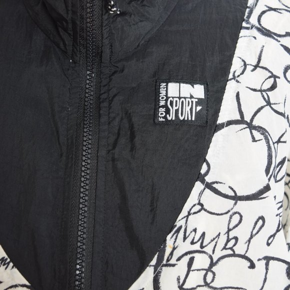 vintage 90s jacket windbreaker white black script text words print nylon bomber - Picture 4 of 8